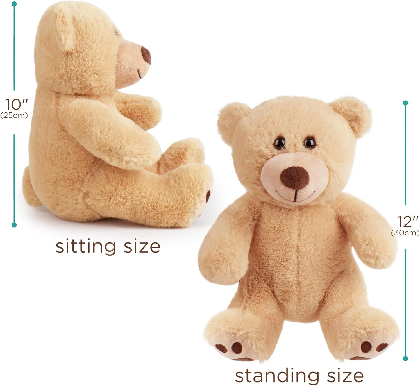Teddy Bear Stuffed Animal, 10 Inch Brown Teddy Bear Plush Toy, Soft Plush Gifts for Kids Baby Toddlers on Baby Shower, Easter Decorations