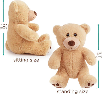 Teddy Bear Stuffed Animal, 10 Inch Brown Teddy Bear Plush Toy, Soft Plush Gifts for Kids Baby Toddlers on Baby Shower, Easter Decorations