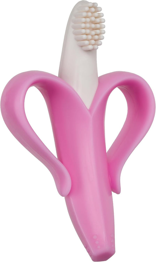- Pink Banana Toothbrush, Training Teether Tooth Brush for Infant, Baby, and Toddler