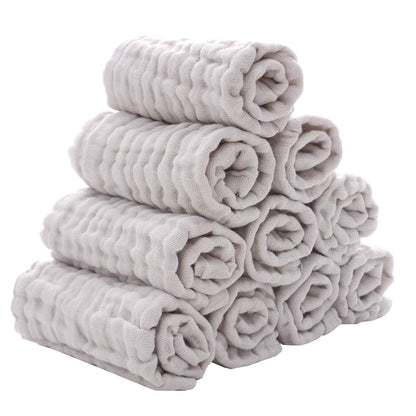 Baby Washcloths - Natural Cotton Baby Wipes - Soft Newborn Face Towel for Sensitive Skin - 10 Pack, 12X12 Inches